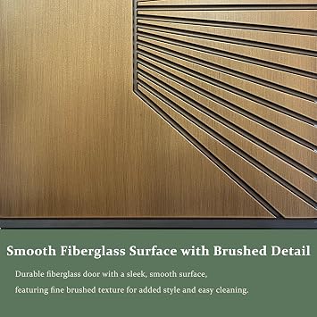 36'' x 80'' Fiberglass Exterior Front Door, Modern Metallic Look with Radiating Groove Design Entry Door Right-Hand Inswing Textured Knock-Down Door, Vinyl Frame and Brickmould Included