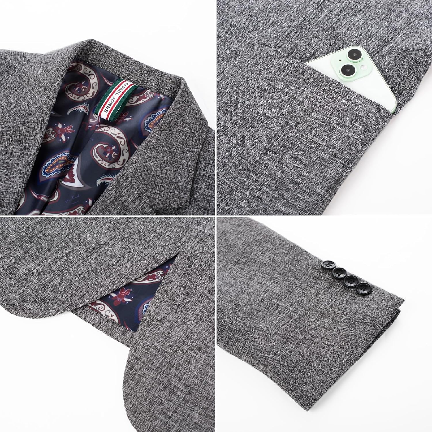 PJ PAUL JONES Mens Casual Sport Coats Two Buttons Lightweight Business Sport Blazer - Image 6