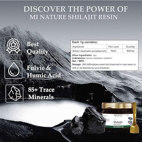 Miniatura 3 de minature Resina Shilajit pura  Shilajit de origen natural  0.71 oz (0.71 fl oz)  Contiene cuchara  Más de 80 minerales, aminoácidos  Fuente natural