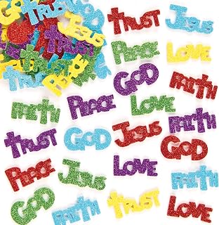 Baker Ross ET203 Inspirational Glitter Foam Stickers Self-Adhesive Shapes Kid's Craft Embellishments for Decorating & Card Making - Pack of 150