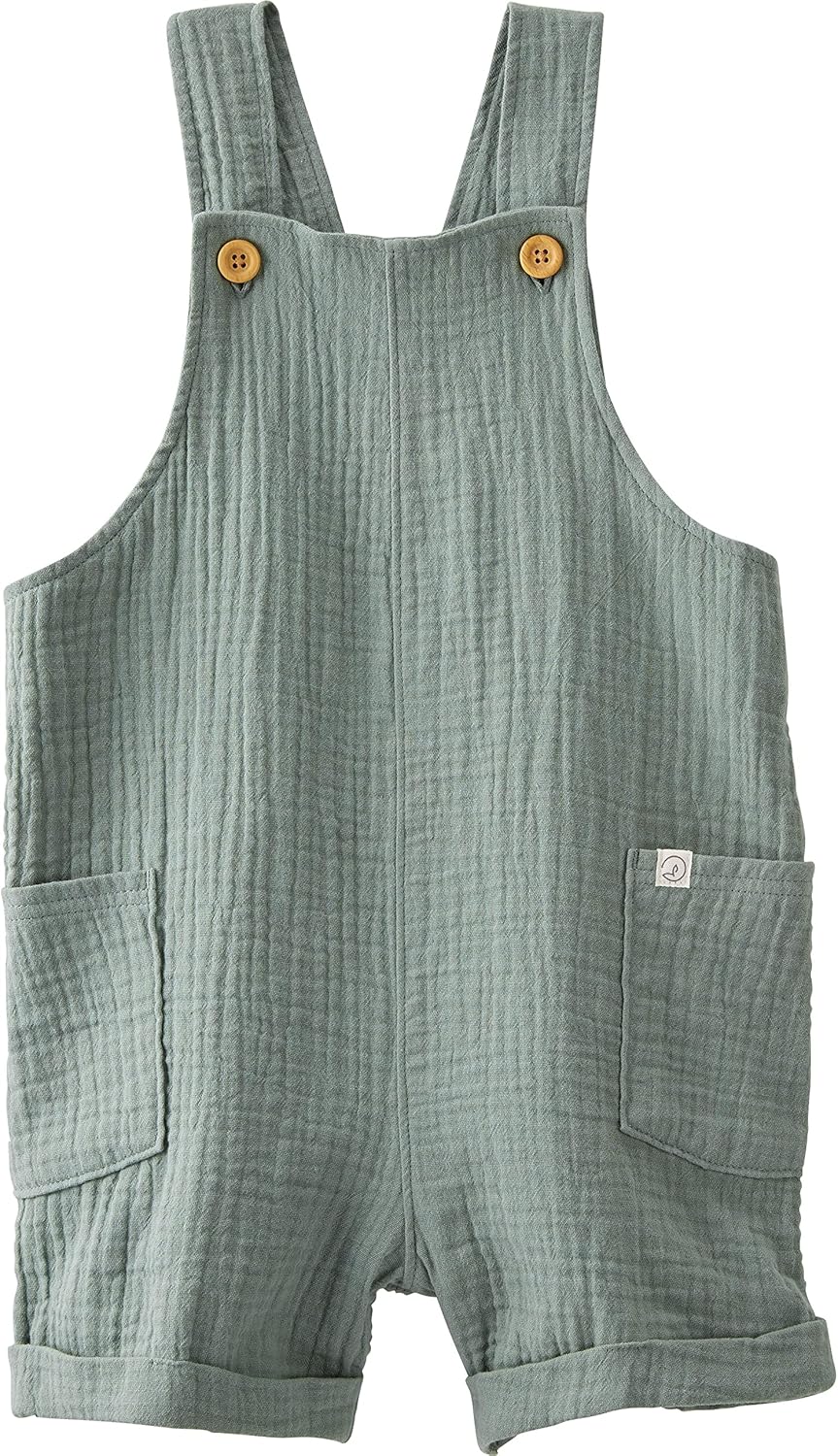 little by carter's Organic Cotton Gauze Overall Jumpsuit, Spring Moss
