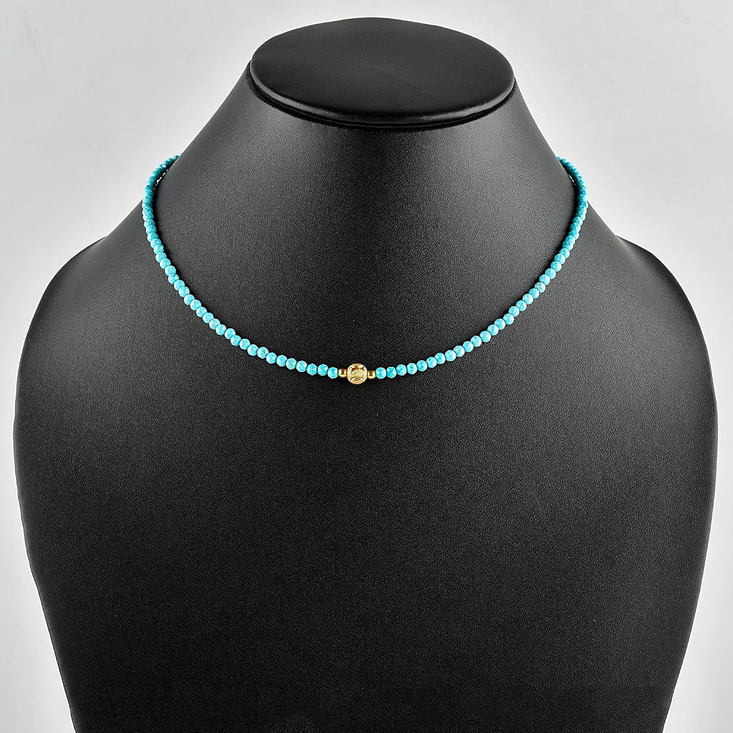 InfinityGemsArt Gold Necklace For Women, Birthstone Crystals, Beaded Gemstones Choker, Western Jewelry, 14K Gold Plated 18 Inch Adjustable Chain, Gifts For Her