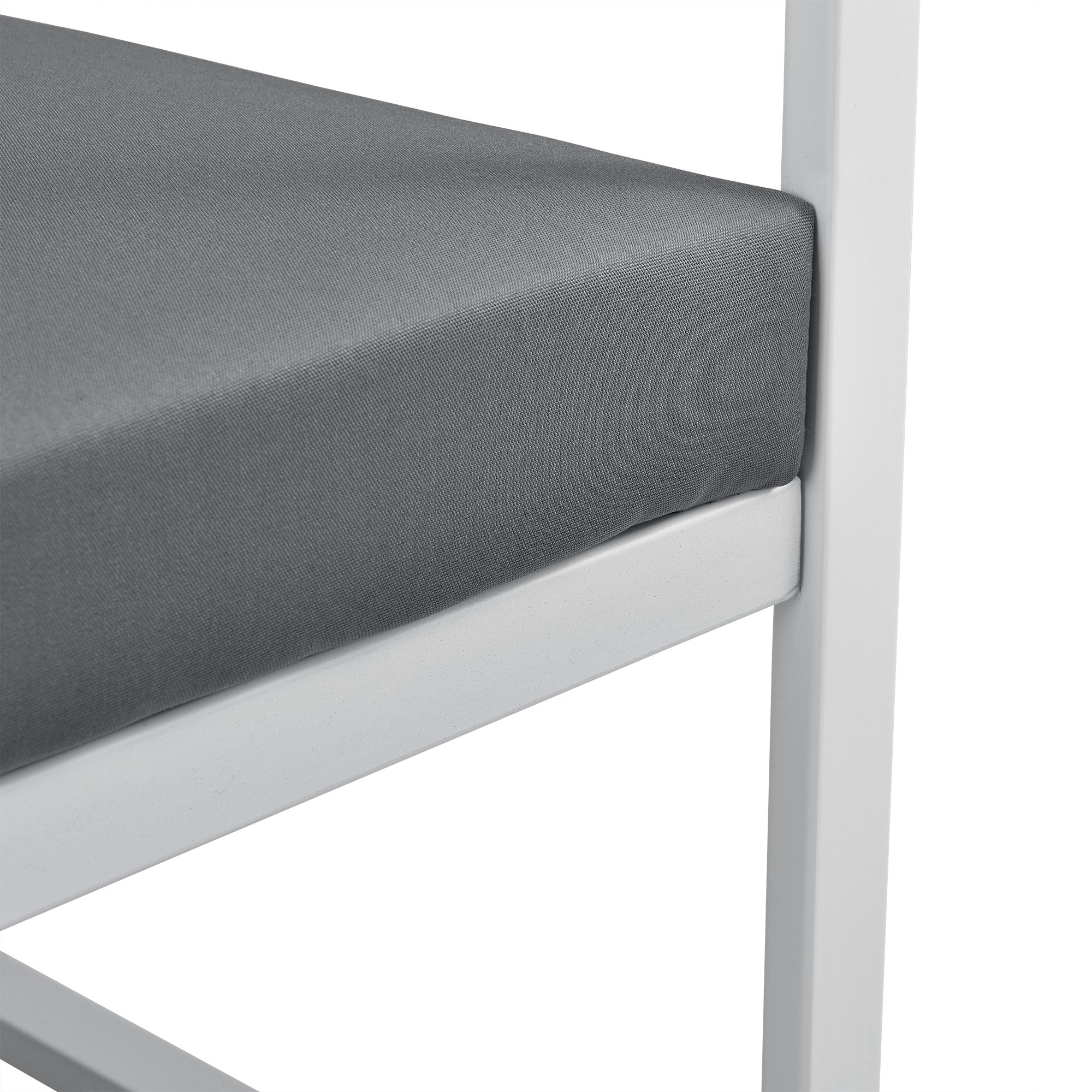 casa.pro Divano da Esterno con Cuscini Telaio in Ferro Sofà per 2 Persone Arredo Outdoor per Giardino Patio Terrazza 70 x 114 x 60 cm Bianco/Grigio