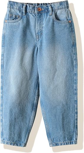 Amazon Brand - Symbol Girl's Cotton Barrel Jeans