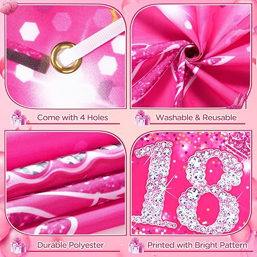 Vista 27 de Sweet 16 Pink Birthday Decorations - 20 Pcs Balloons, 40 Inch Number 16, Happy Sweet 16 Banner