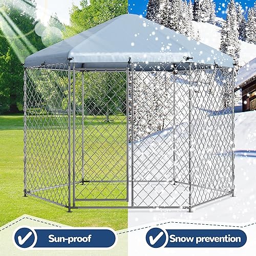 Miniatura 6 de Perrera para perros grandes, 6.9 pies de largo x 6.9 pies de ancho x 7.5 pies de alto, valla para perros al aire libre para patio, casa de perro
