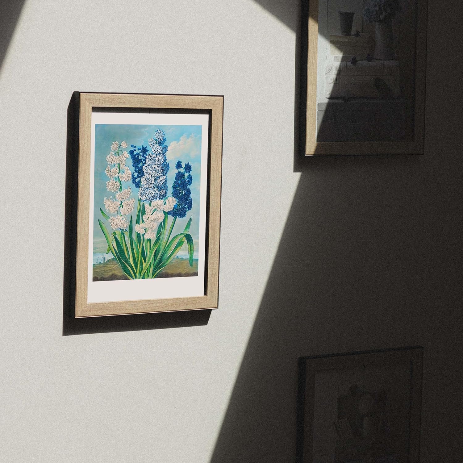 InkFlow Posters Vintage Floral Canvas Poster - Blue White Hyacinth Botanical Artwork - Classic Garden Style Design - Living Room Wall Decor - 16x20 Unframed Canvas Print