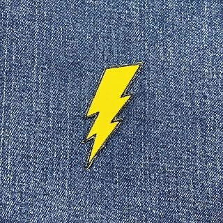 Generic Lightning Bolt Embroidered Patch, 1 Piece, Rectangular, Black, 1x1 Inches, Polyester and Thread, Special Patches, Art Theme