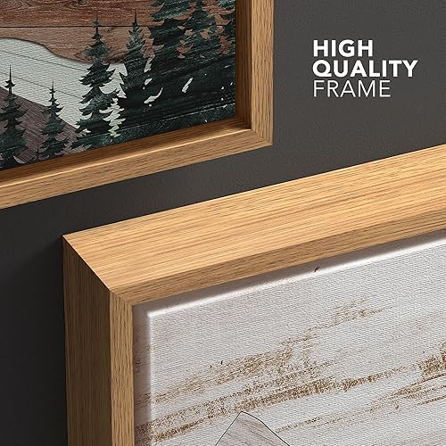 Miniatura 5 de wall26 Lienzo enmarcado para pared, diseño rústico de árboles de montaña marrón, naturaleza, desierto, arte digital, panel de madera, paisaje,