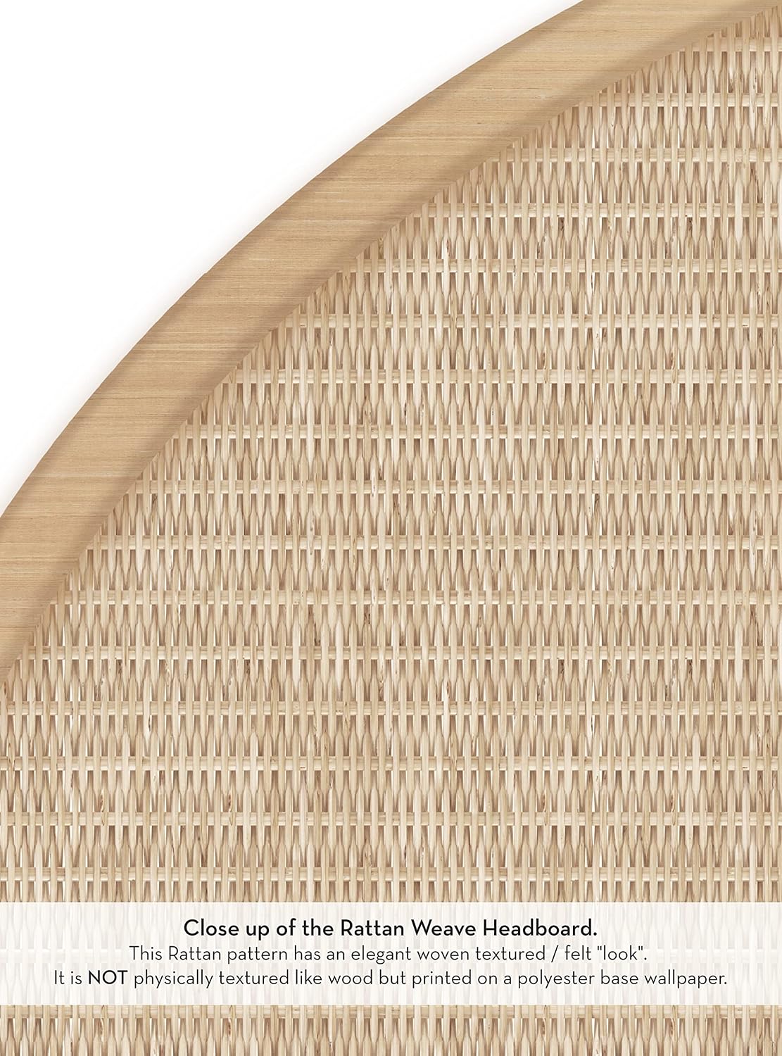 Rattan Weave Look Vinyl Peel and Stick Headboard Wall Sticker (Twin, Natural)