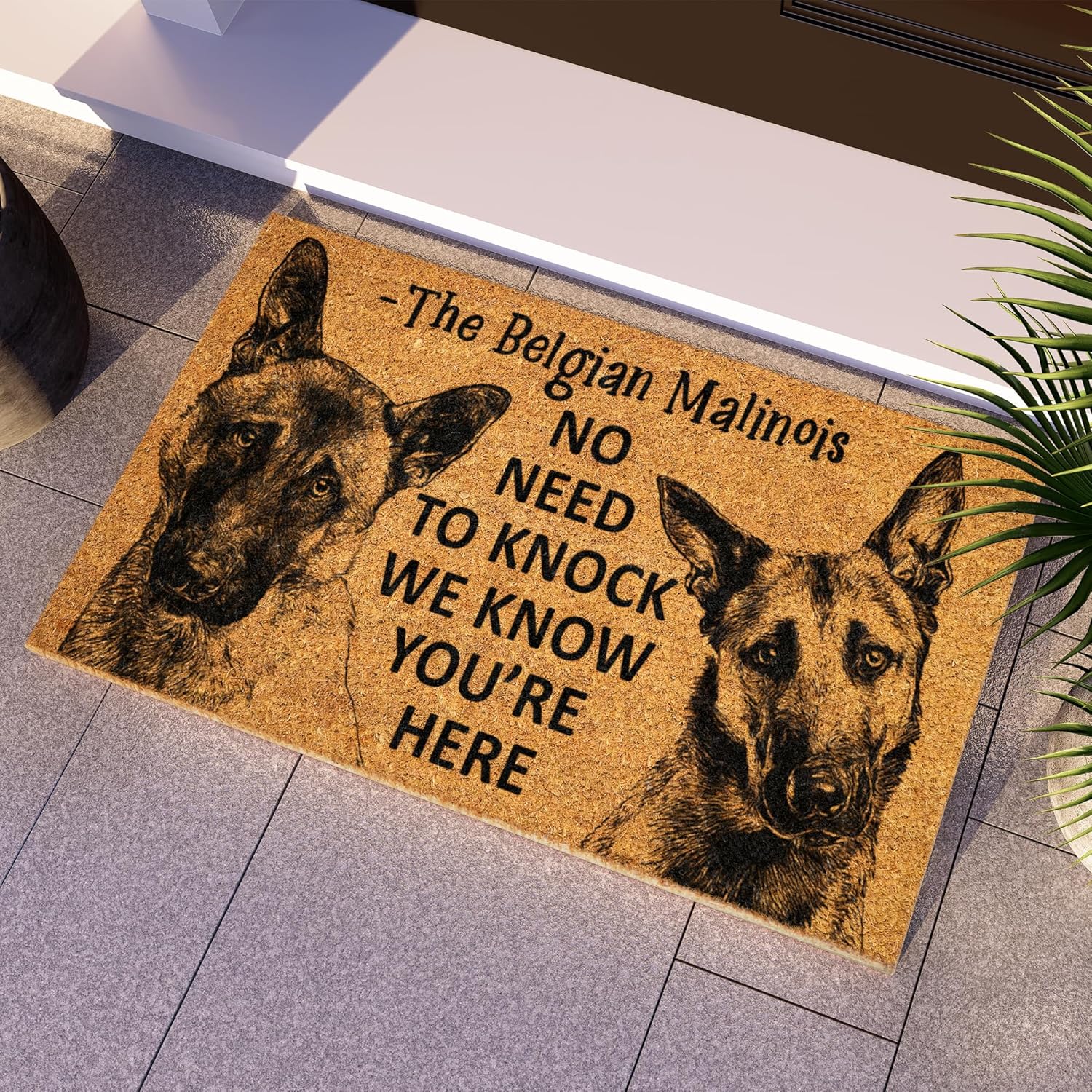 Belgian Malinois We Know You are Here Door Mats, Two Belgian Malinois Funny Doormat, Welcome Coir Mats