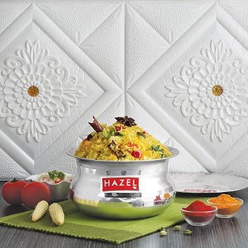 HAZEL Biryani Pot| Aluminium Biryani Handi Set, 2000 ML| Premium Aluminium Hammered Finish Tope, Patila Handi | Multipurpose Aluminium Cooking Utensils for Kitchen Silver