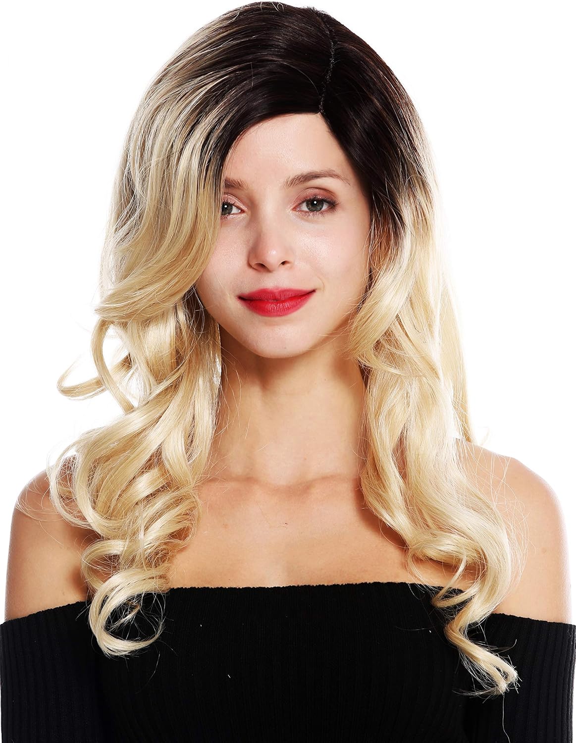 WIG ME UP, VK-25-MT women's quality wig partial monofilament parting long ombre black blonde highlights - Image 3
