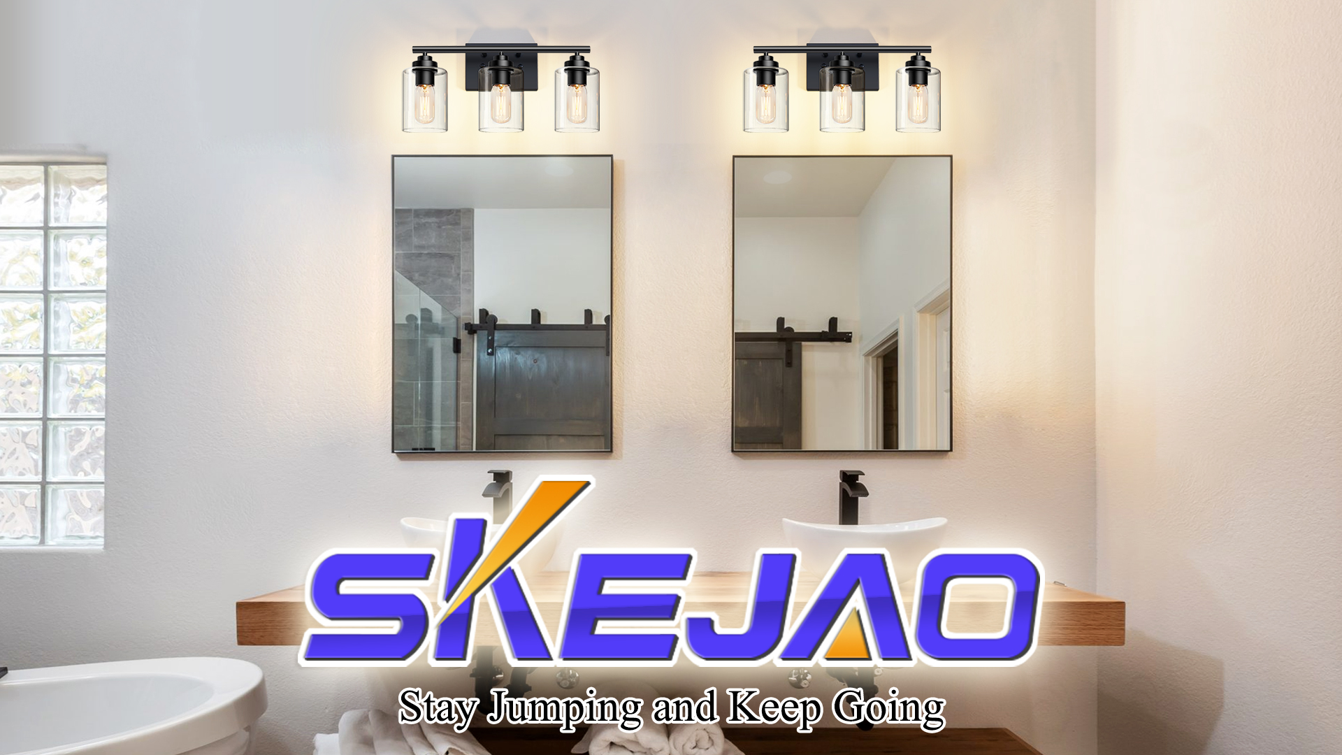 Image of SKEJAO Bathroom Light Fixtures Over Mirror,3-Light Wall Sconce Vanity Lights for Bathroom,Vanity Lighting Fixtures,Black