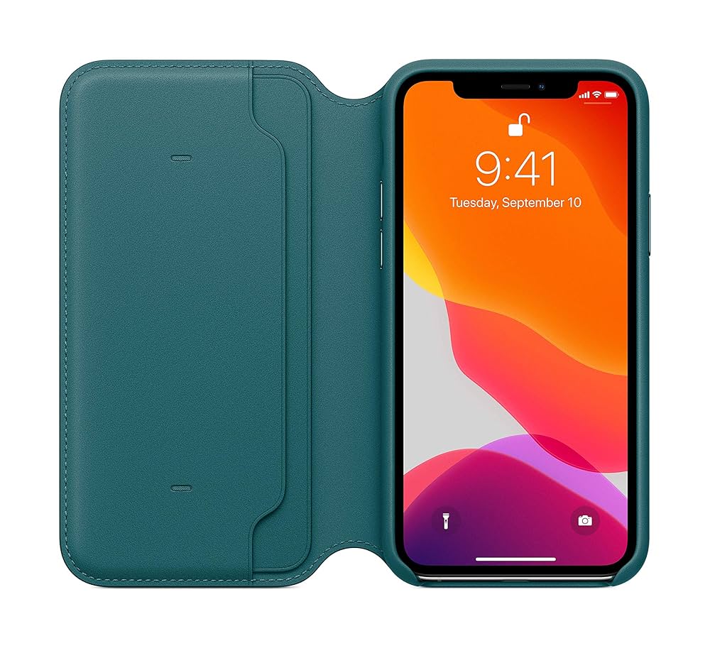 iPhoneケース Apple - iPhone 11 Pro Leather Folio Peacock Amazon.com: Apple iPhone 11 Pro Leather Folio Case - Peacock