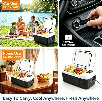 Simple Deluxe 12 Volt Refrigerator, 17QT Single Zone Electric Cooler, Car Fridge -4F-68F, Portable Refrigerator 12/24V DC 100-240V AC, Portable Freezer for Travel RV Camping Boat Home