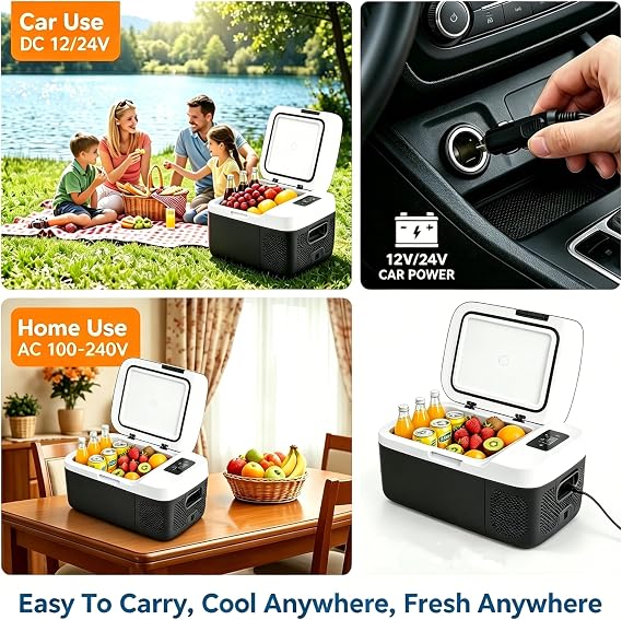 Simple Deluxe 12 Volt Refrigerator, 17QT Single Zone Electric Cooler, Car Fridge -4F-68F, Portable Refrigerator 12/24V DC 100-240V AC, Portable Freezer for Travel RV Camping Boat Home