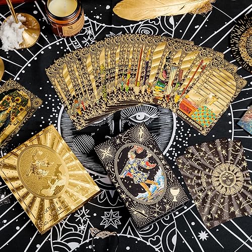 Miniatura 4 de Tarjetas de tarot con libro guía, juego de 80 cartas de tarot doradas con 4 portatarjetas de tarot de madera, cubierta de tarot impermeablejuego de