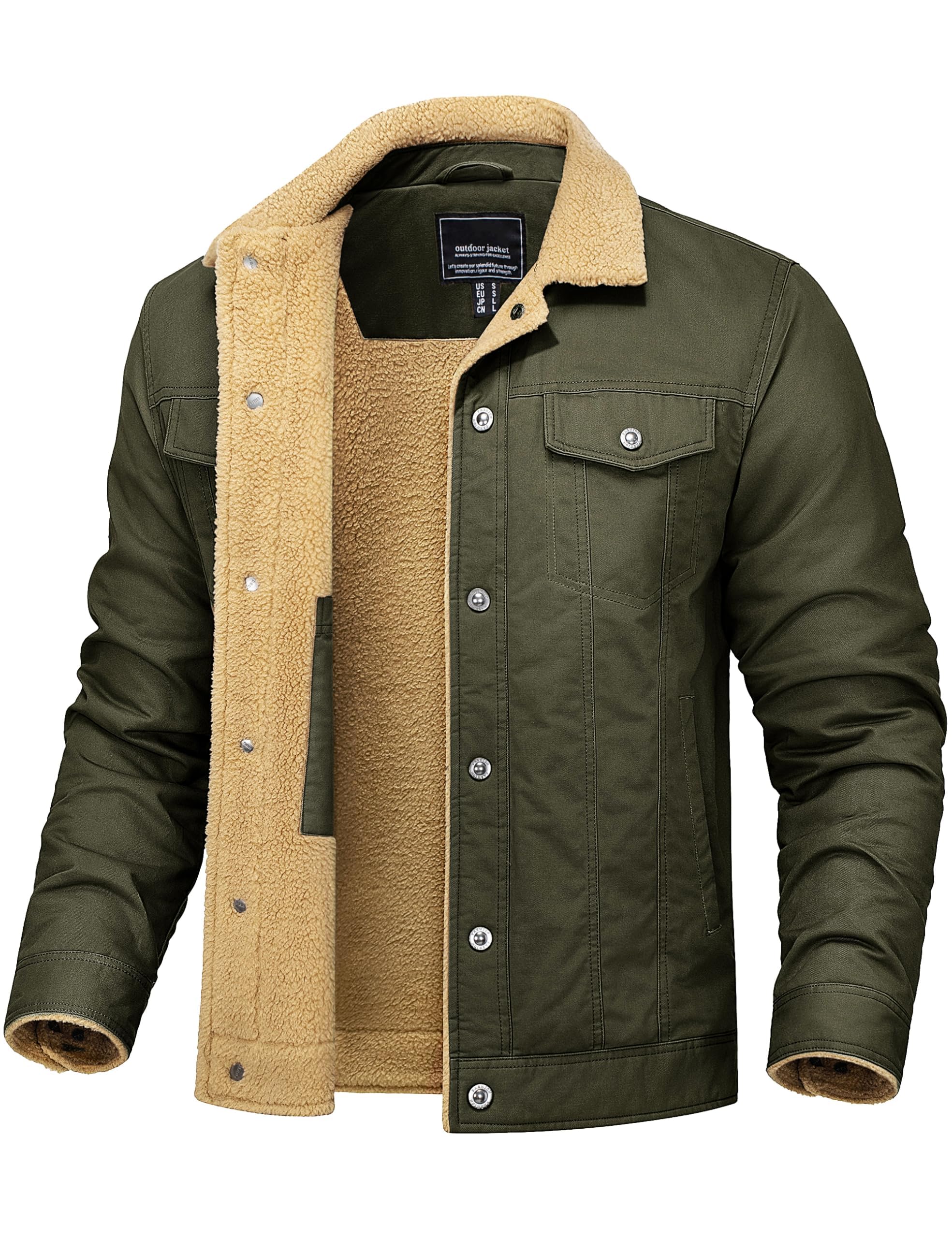 TACVASEN Übergangsjacke Herren Winterjacke Gefüttert Baumwolle Jeansjacke