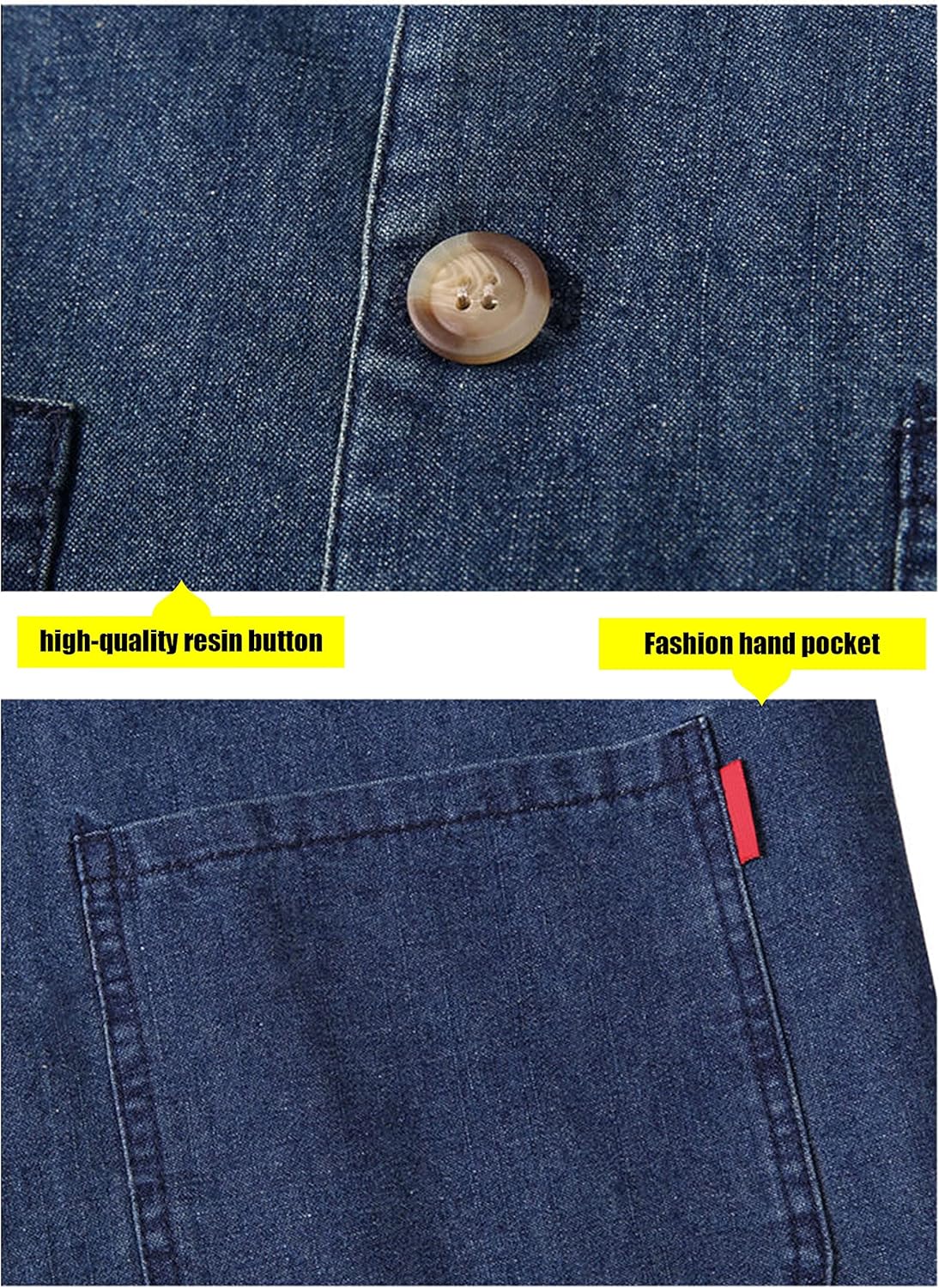 HangNiFang Men's Casual Denim Cotton Utility Vest Button Up Outdoor Pocketed Waistcoat - Image 4