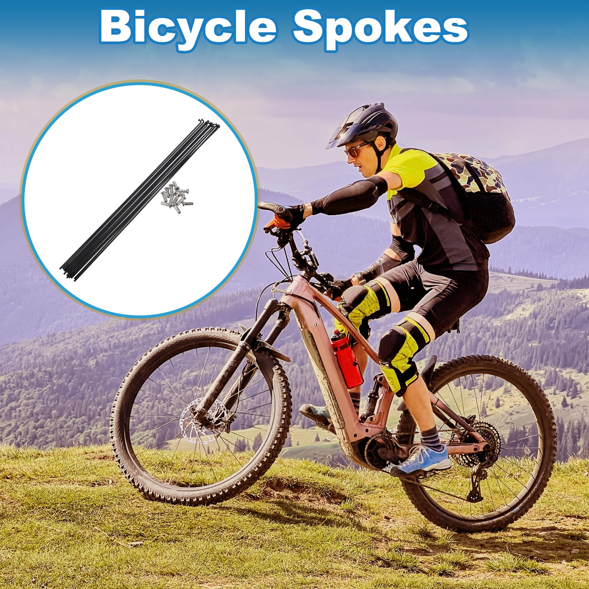 A ABSOPRO 14G 285mm szprychy rowerowe stal nierdzewna 304 czarne 1 zestaw | Szprychy rowerowe