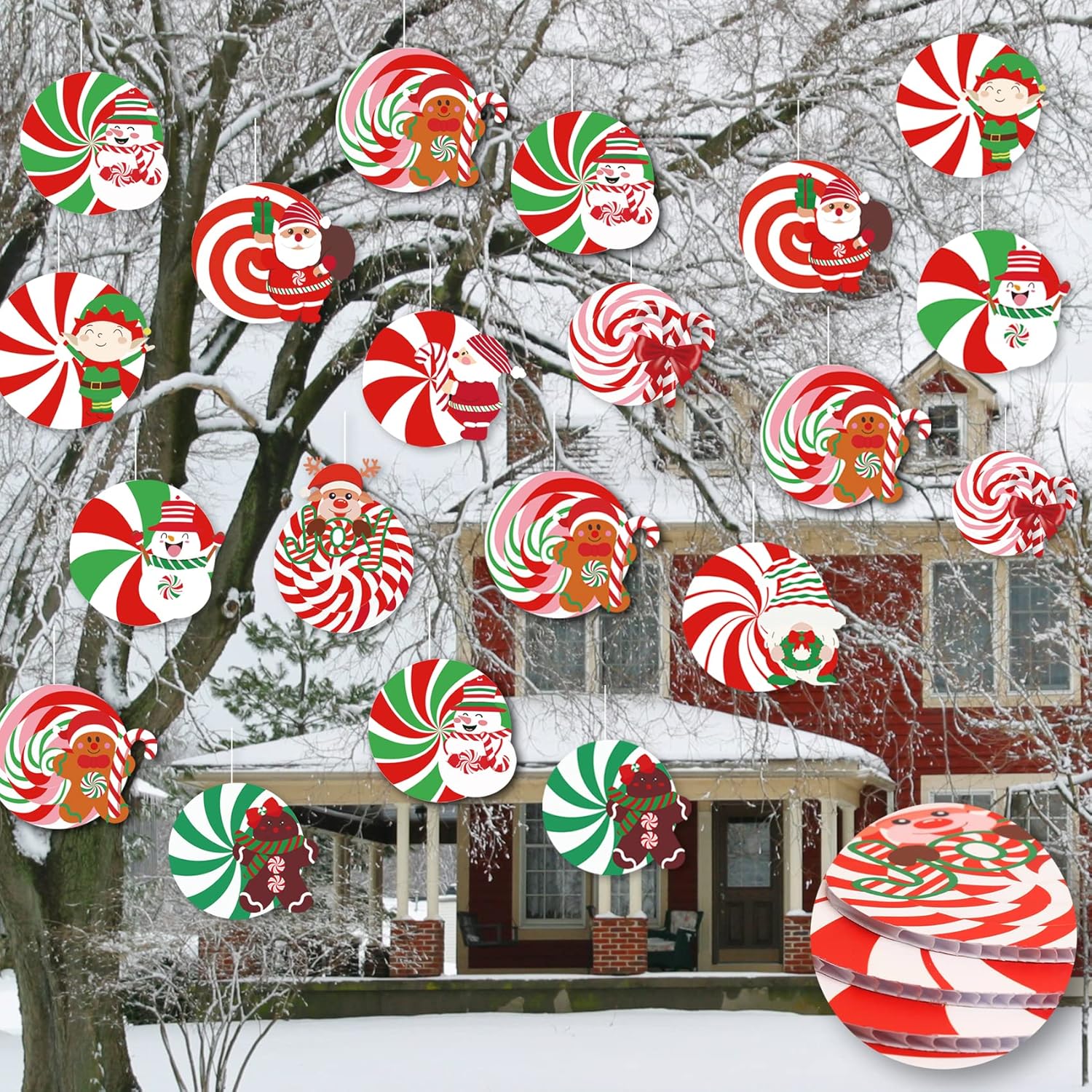 30 PCS Double Sided Lawn Christmas Decorations Hanging