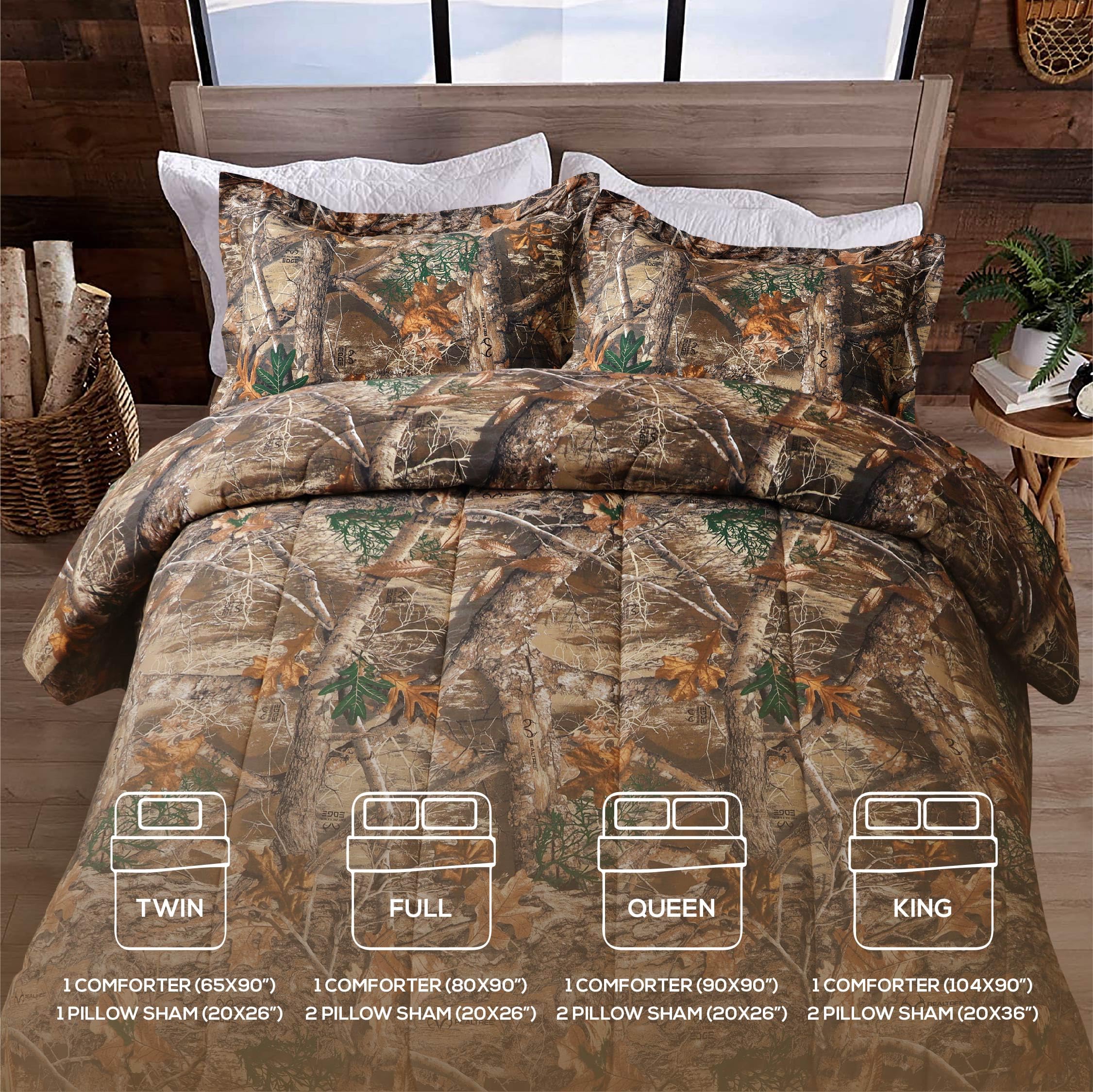 Amazon.com: VISI-ONE Realtree Edge Camo Full 3 Piece Comforter Set