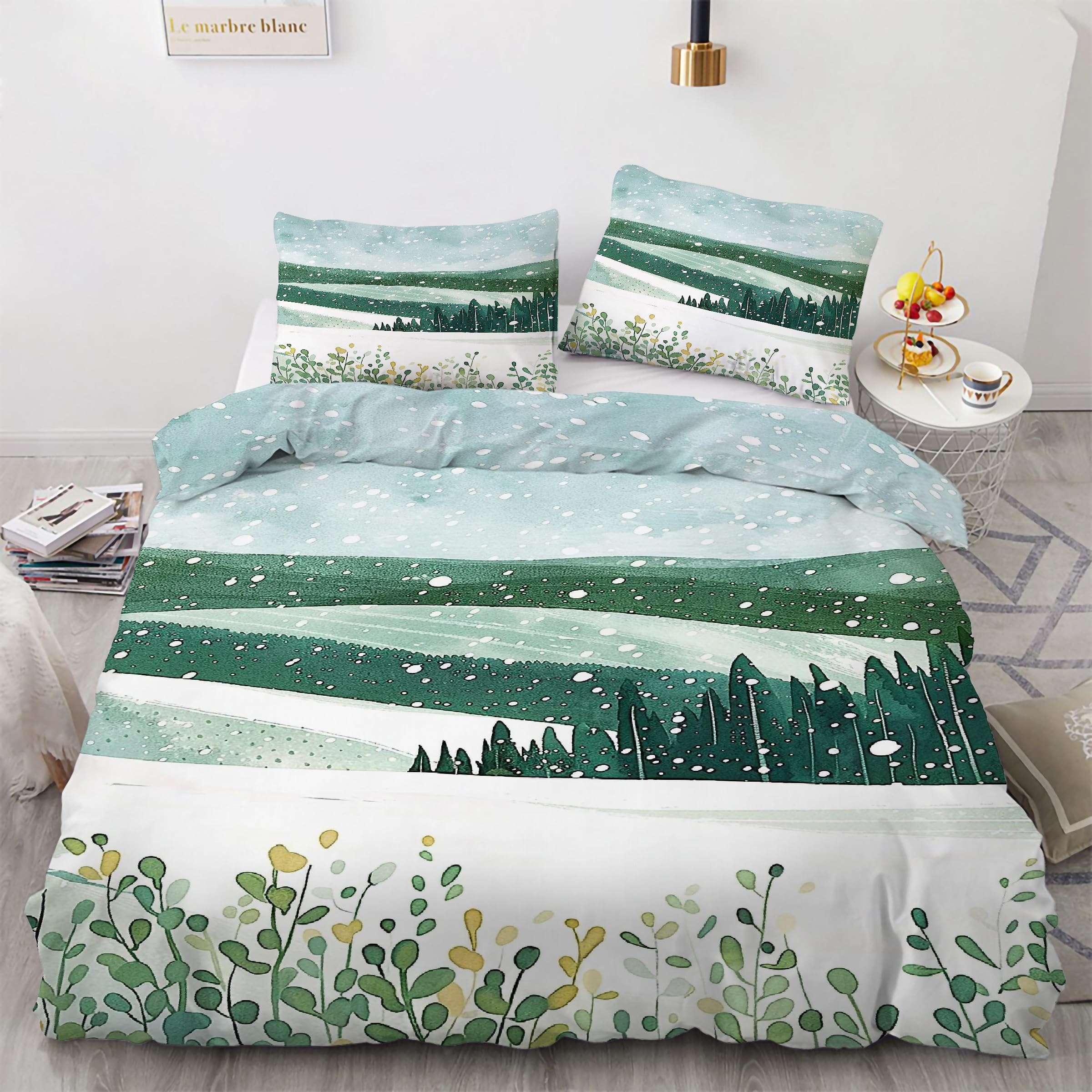 Ensemble de literie 3 pièces au motif flocon de neige avec housse de couette douce de qualité