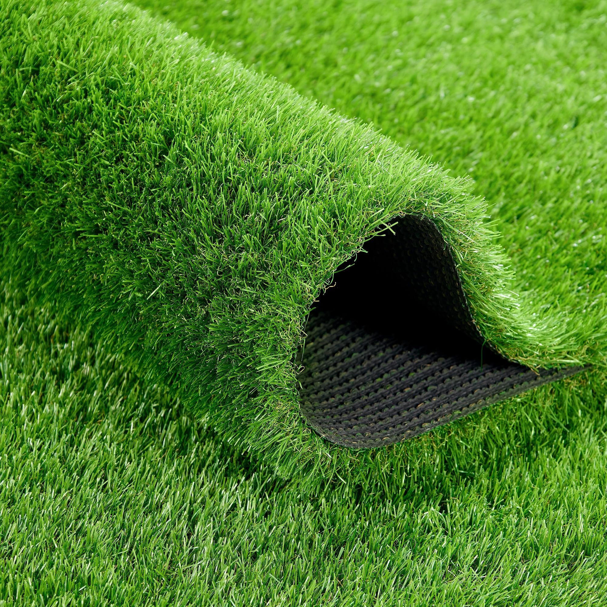 7 FT x 15 FT Artificial Grass Turf 2 PCS - 1.38" Pile Height Extra Large Realistic Fake Grass Rolls with Drainage Holes, Outdoor Landscape Lawn Carpet Rug for Patio, Balcony