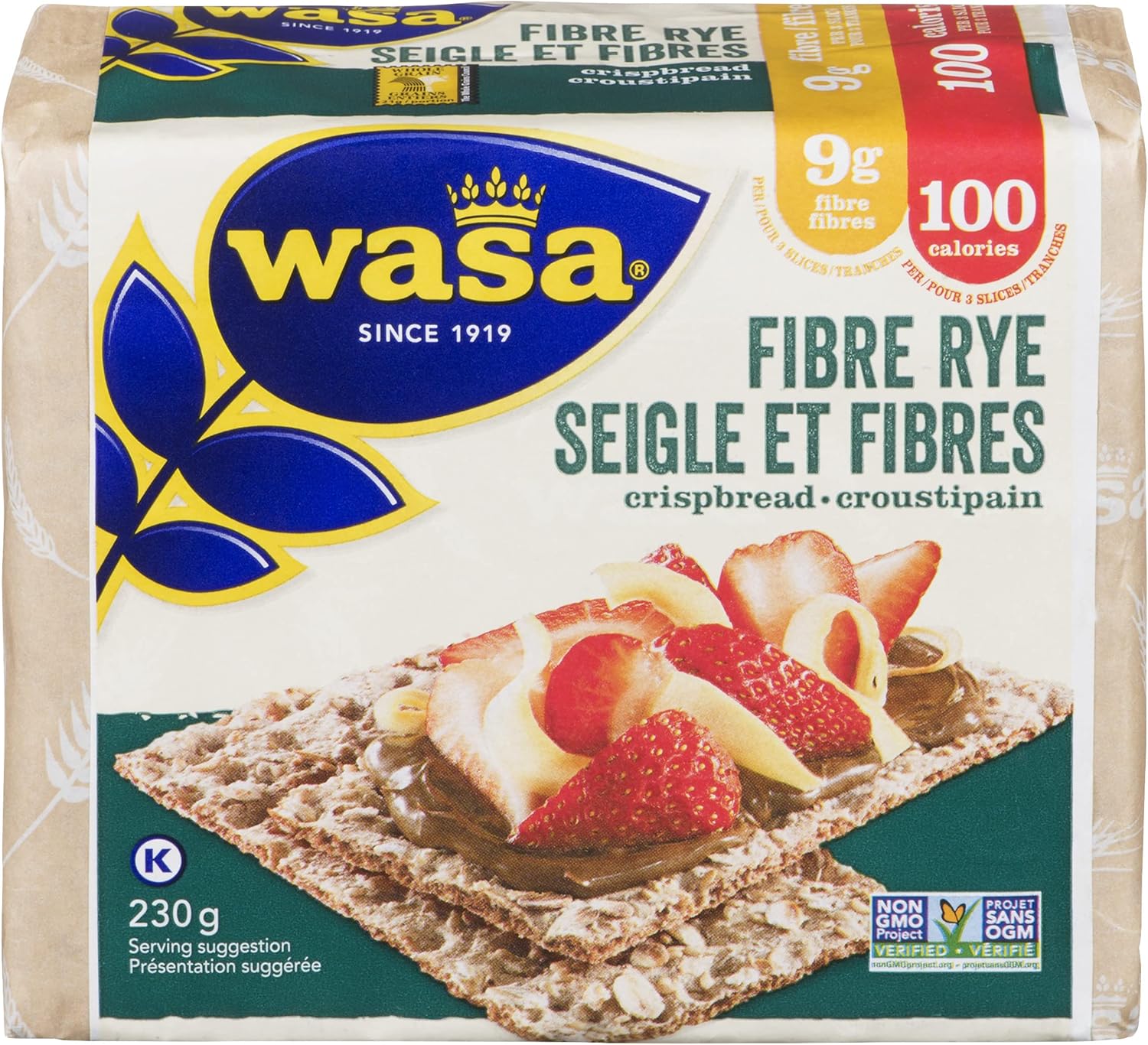 Wasa, Fibre Rye Crispbread, High Fibre, Low Calorie Snack, Non GMO
