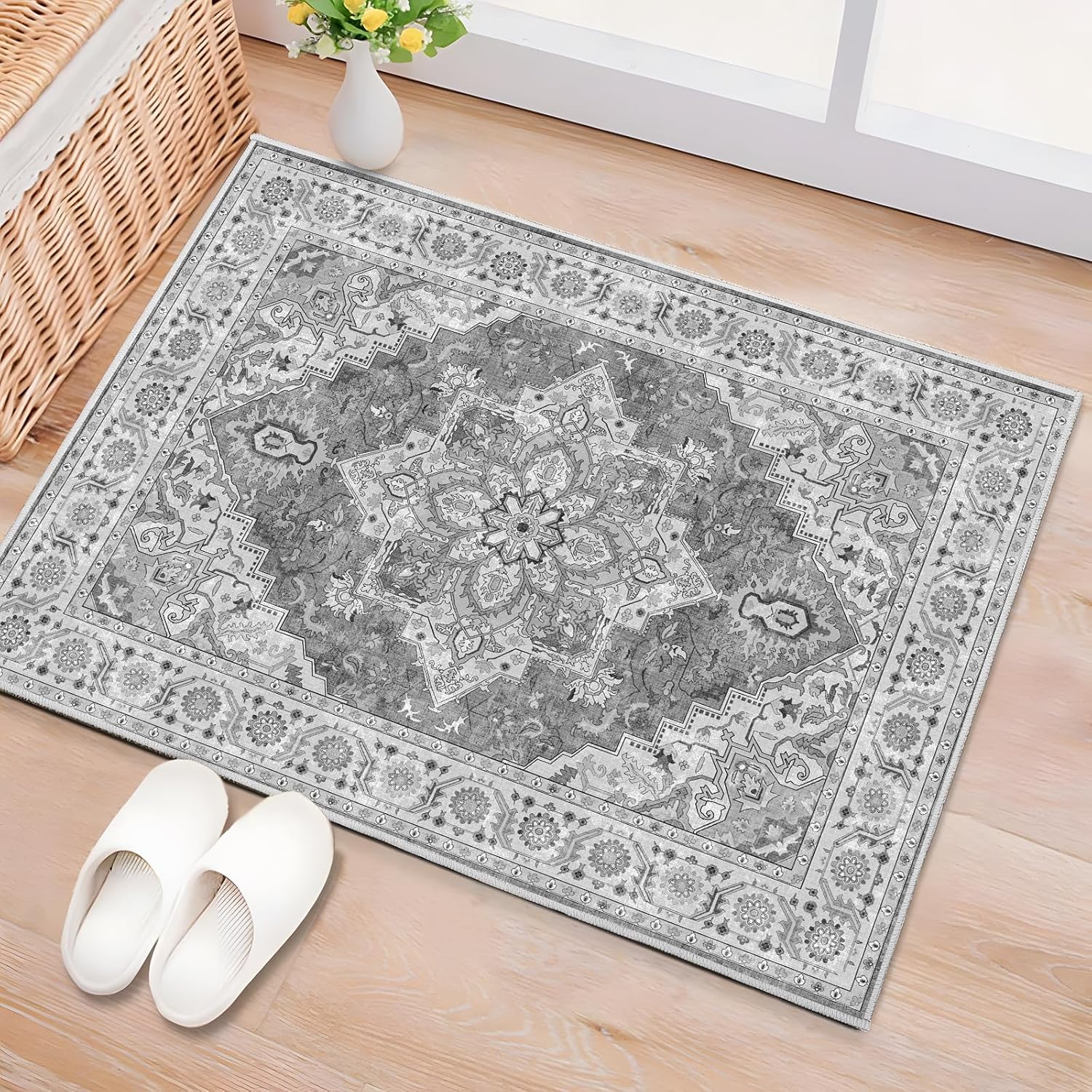 Worxvell Small Entryway Rug 2x3 Washable Non Slip Rugs