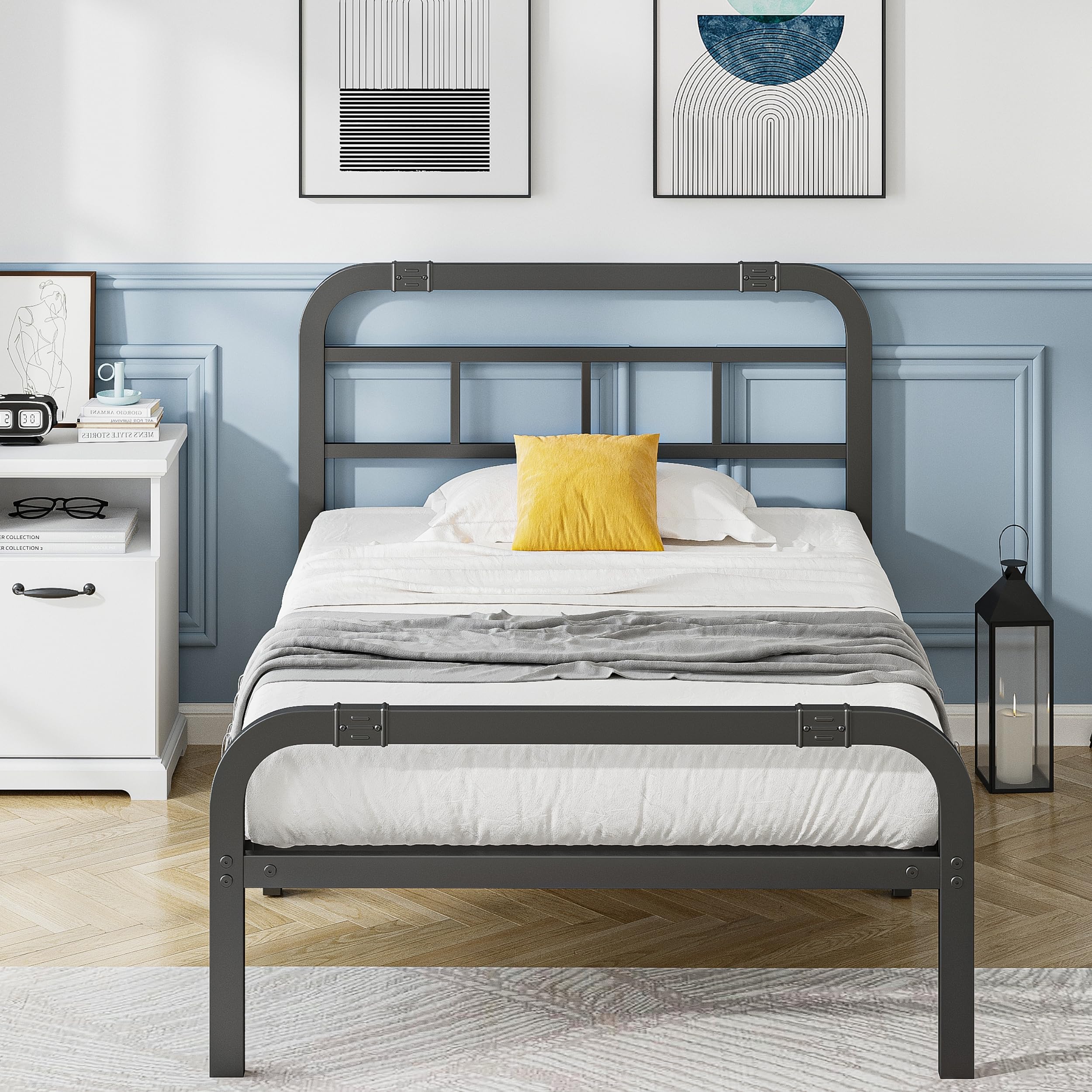 Artimorany Twin XL Bed Frame with Headboard and Footboard, 14 Inch High