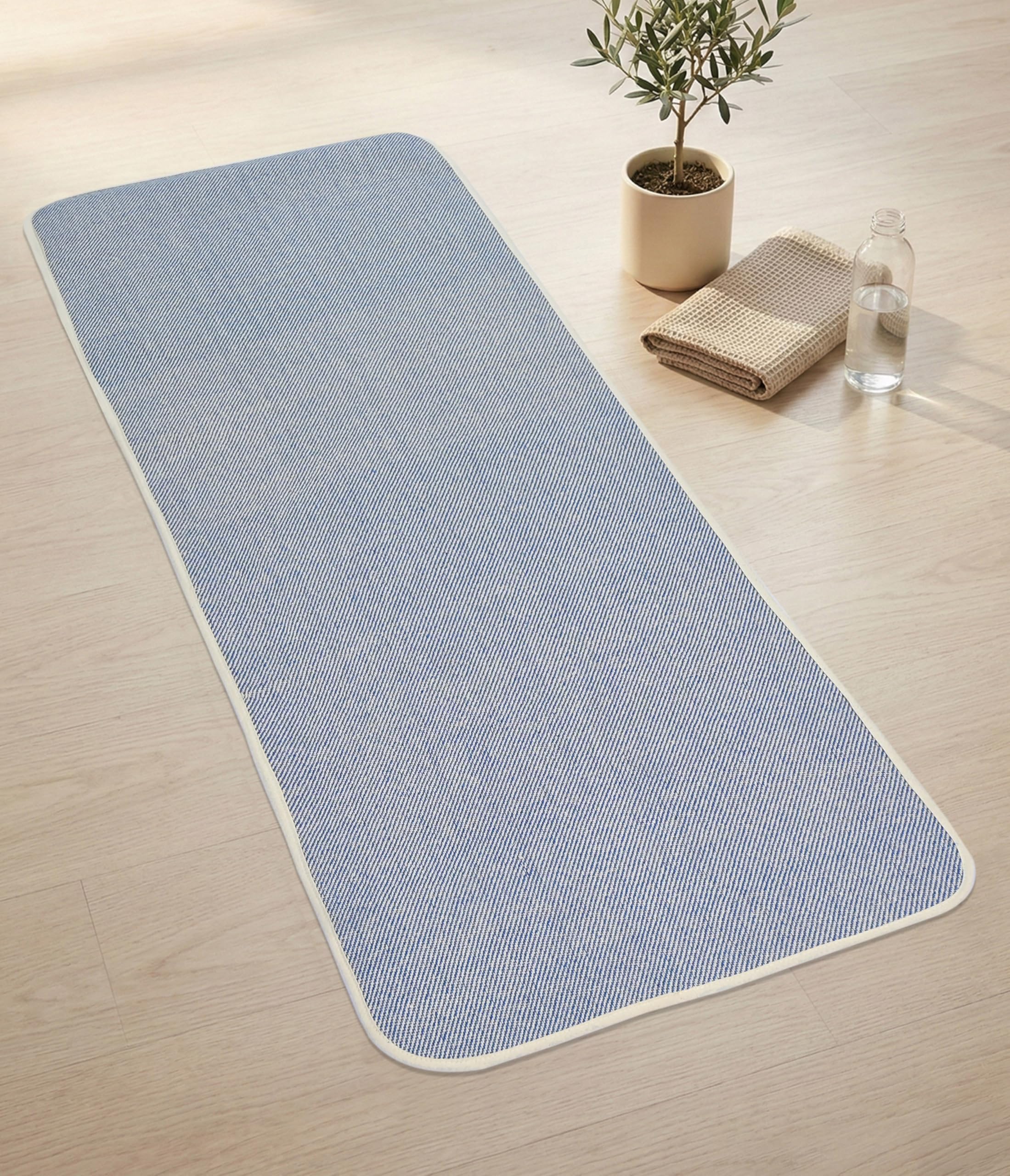 Saral Home Cotton Yoga Mat/Runner (Blue, 60X180 CM)-picture-18