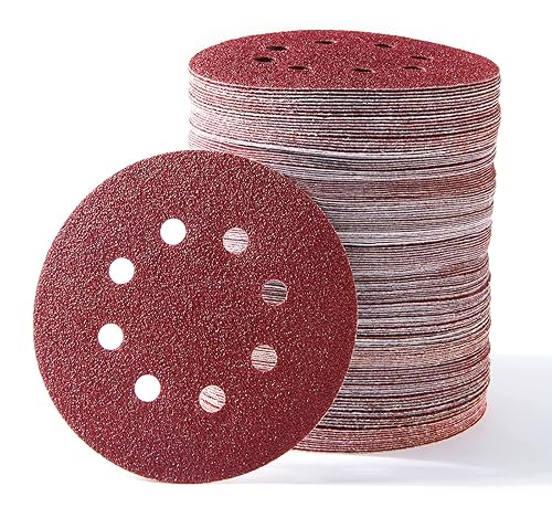 Miniatura 7 de S SATC - 72 discos de lija adhesivos de gancho y bucle de 5 pulgadas de 8 agujeros para lijadora orbital aleatoria 40 60 80 120 180 240 320 granos