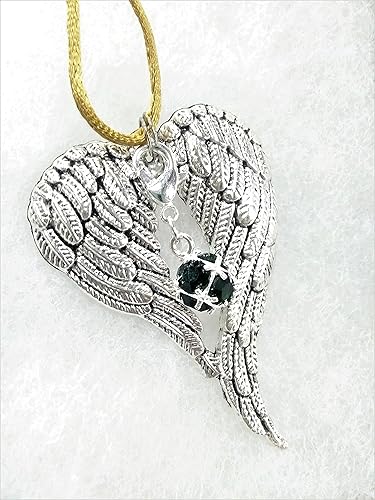 May Birthstone Angel Wings Memorial Ornament Car Hanger Keepsake