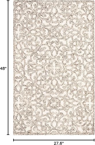 Miniatura 2 de SAFAVIEH Trace Collection - Alfombra decorativa de 2 pies 3 pulgadas x 4 pies, marrón y marfil, lana hecha a mano, ideal para zonas de alto tráfico