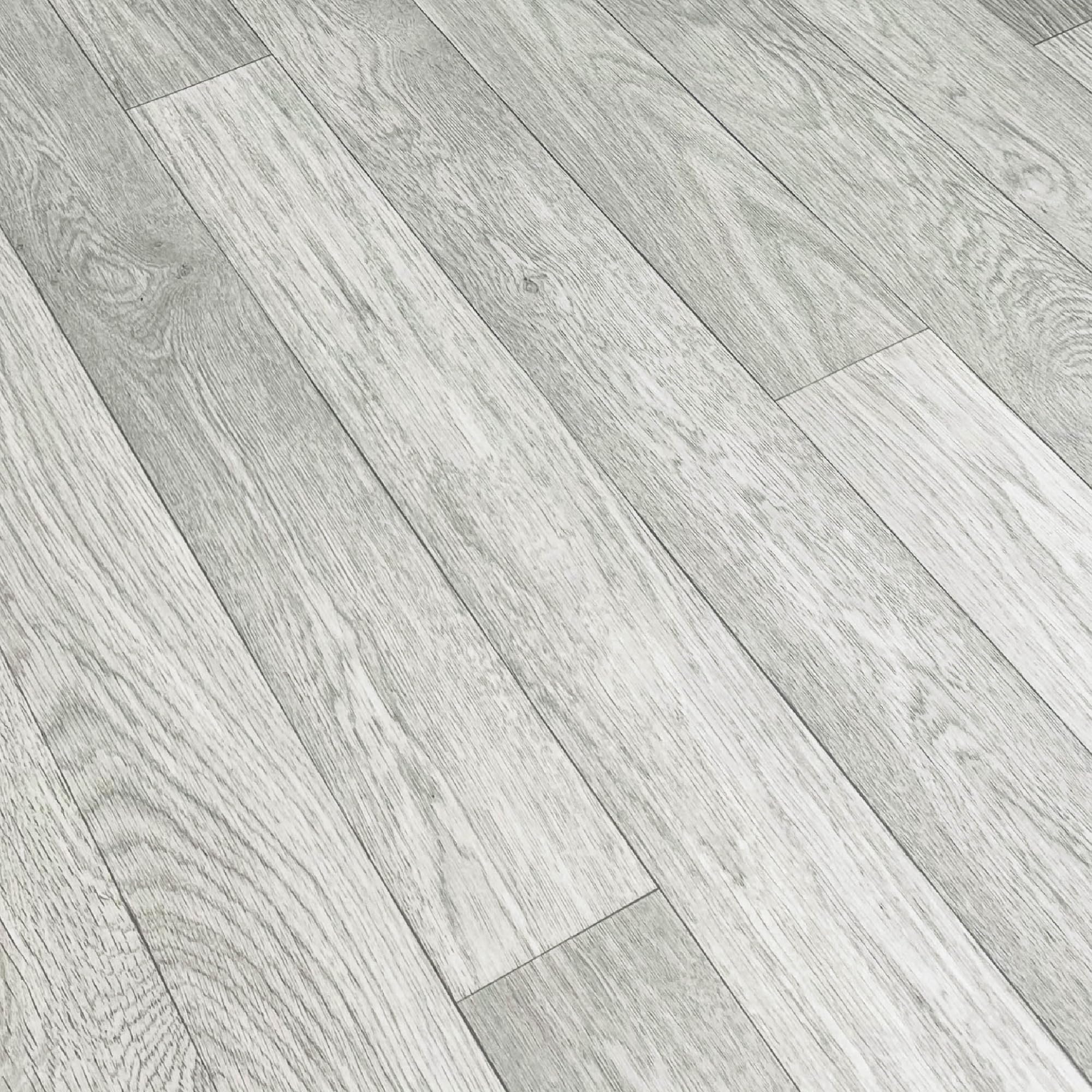 Detroit Light Grey Effect Vinyl Lino Flooring Kitchen Bathroom Waterproof Roll Sheet Anti-Slip Cushion Grandismo (2m x 2m)