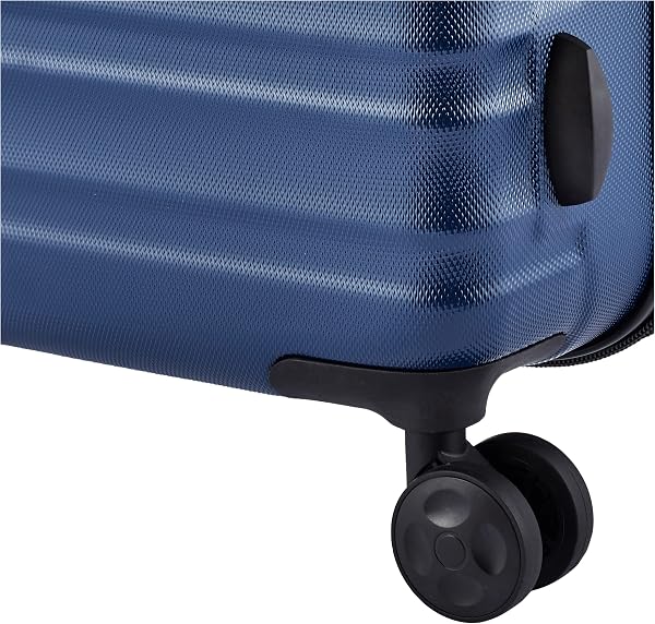 Amazon Basics Bagage de Cabine Extensible Rigide - Bagage de Voyage en ABS avec 4 Doubles Roues Rotatives - Structure Légère et Anti-Rayures - 37,5cm x 25,5cm x 55,0cm - Bleu Marine - 4