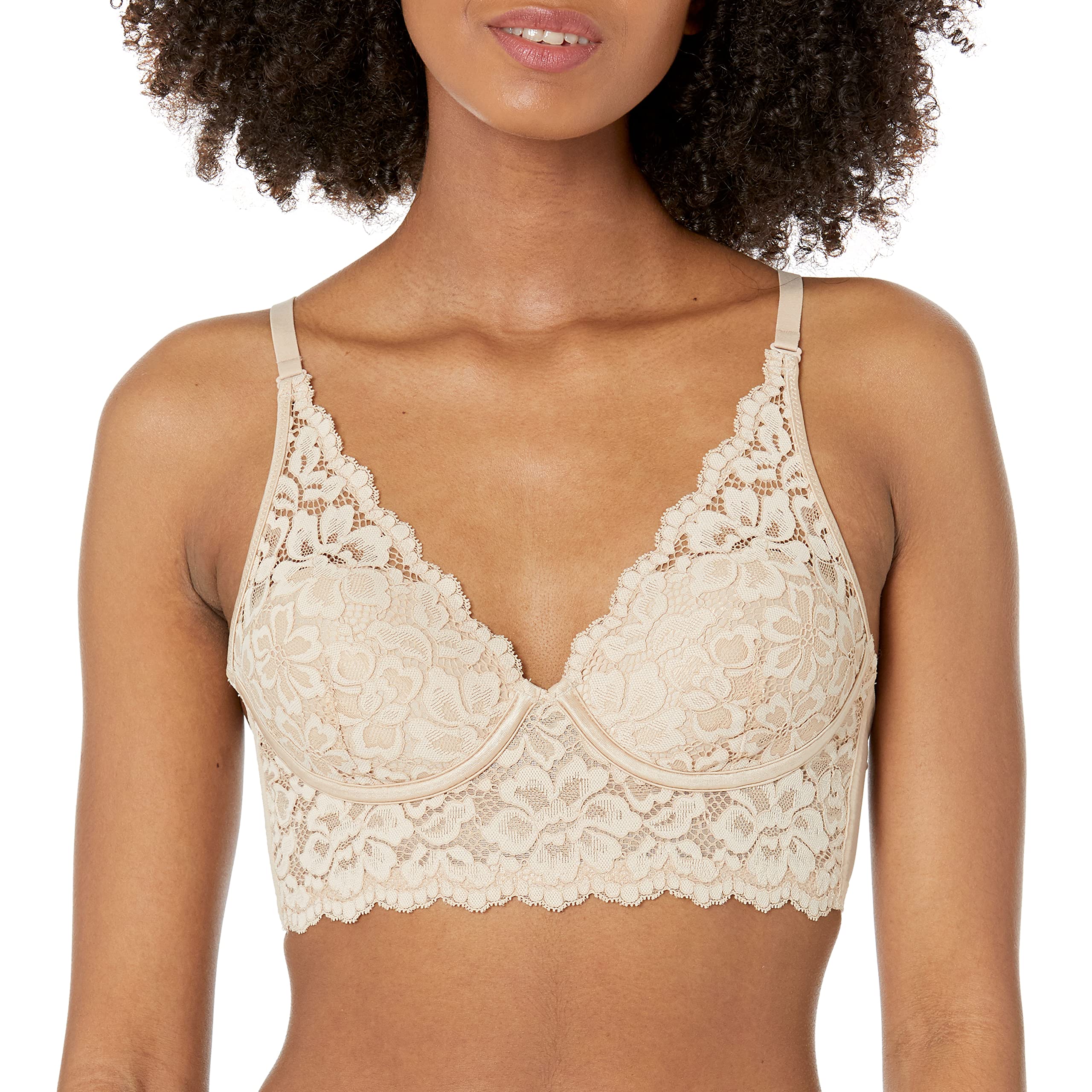 MaidenformWomen's Wireless Bralette, Pure Comfort Lace Longline Bra,  Convertible Bra for Women