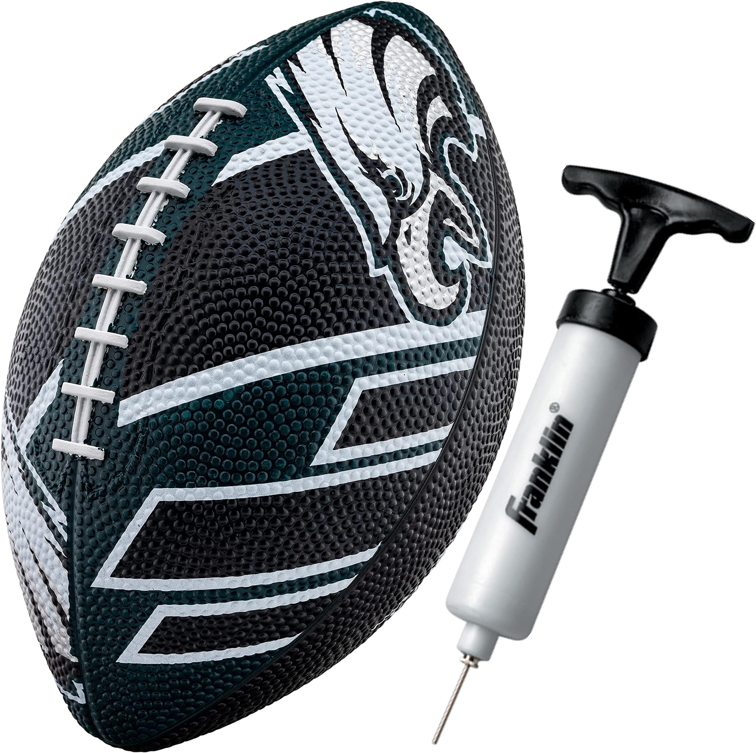Franklin Sports NFL Team Footballs - Rubber Youth Mini Balls for All Teams - Kids 8.5" Football + Air Pump Sets - Official NFL Licensed