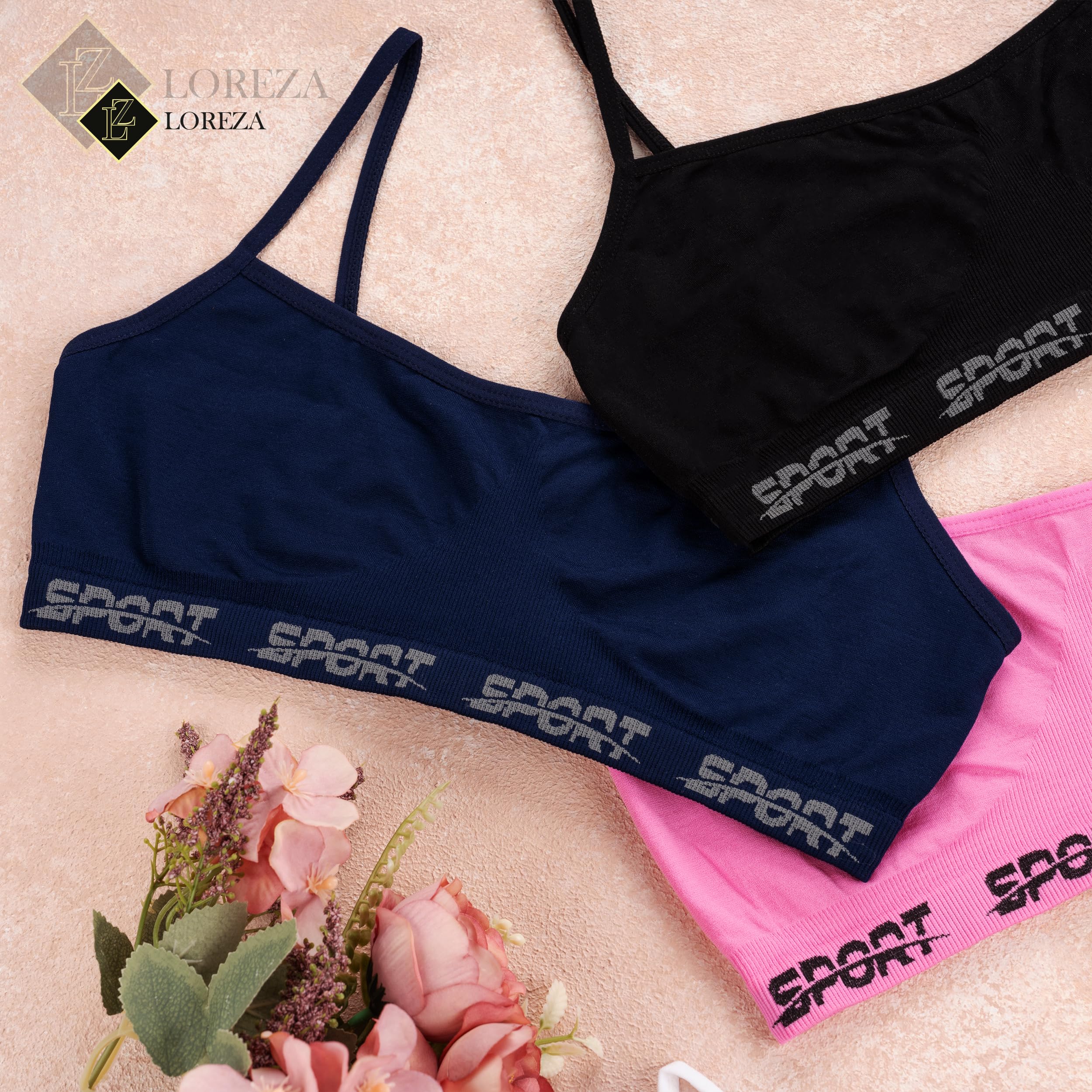 LOREZA ® 5 Bustiers pour Filles en Microfibre Soutien-Gorge de Sport sous-vêtements avec Dos Croisé et Bretelles Spaghetti 10 à 16 Ans