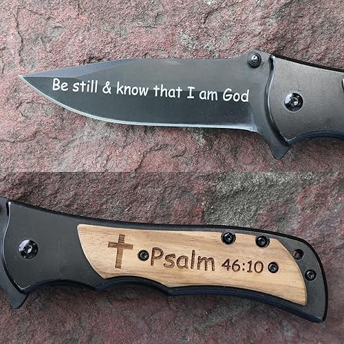 Miniatura 10 de Navaja de bolsillo para regalos de las Escrituras cristianas, versículo bíblico grabado, regalos de bautismo de confirmación católica, regalos