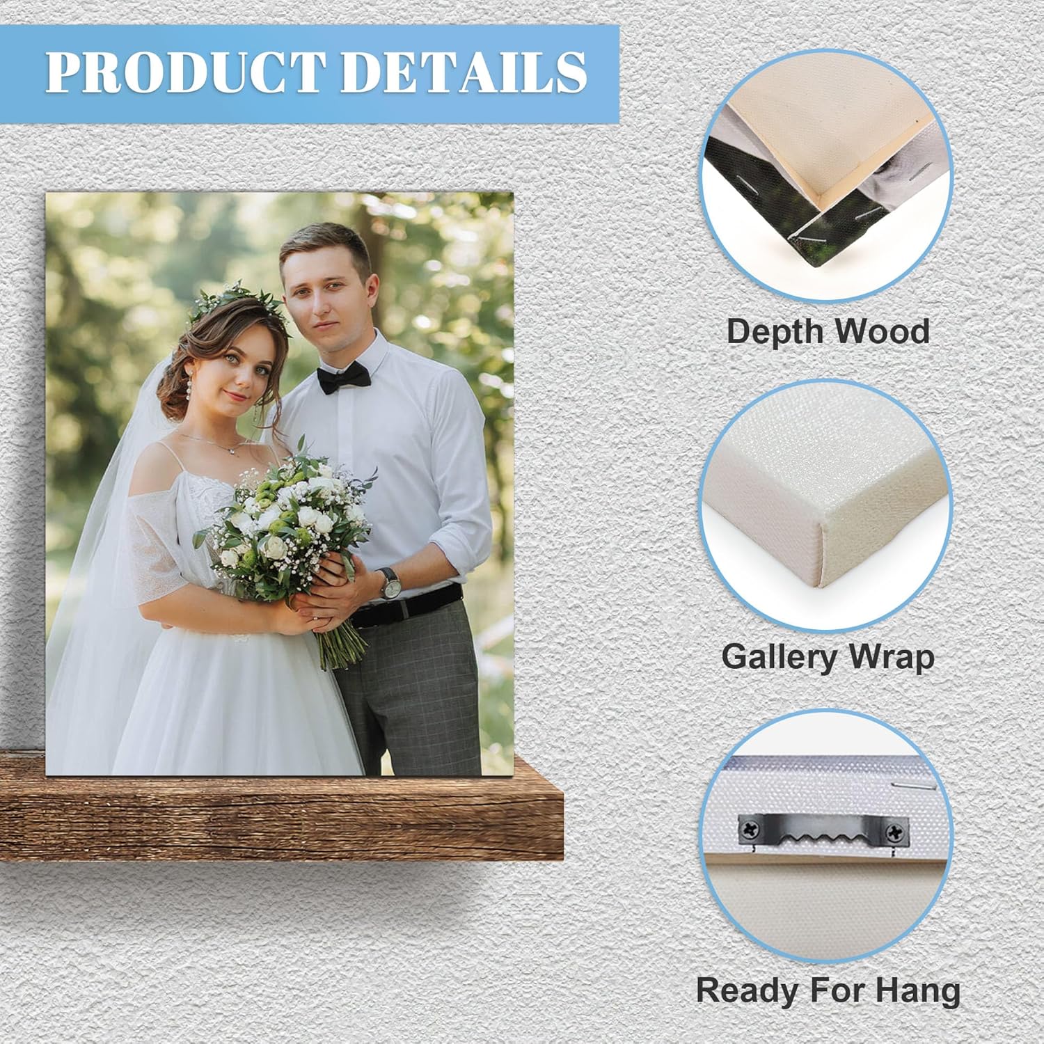 WayToLight Custom Canvas Prints with Your Photos, Canvas Wall Art for Friends, Couples and Weddings, Ideal for Bedroom, Office Decor (24" X 36")