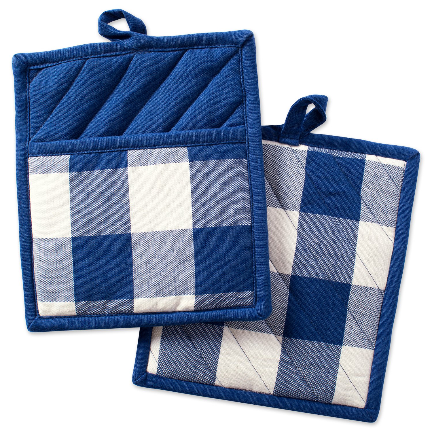 DII Buffalo Check Kitchen Collection, Classic Farmhouse Kitchen Set, Potholder, Navy & Cream, 2 Piece — image 1