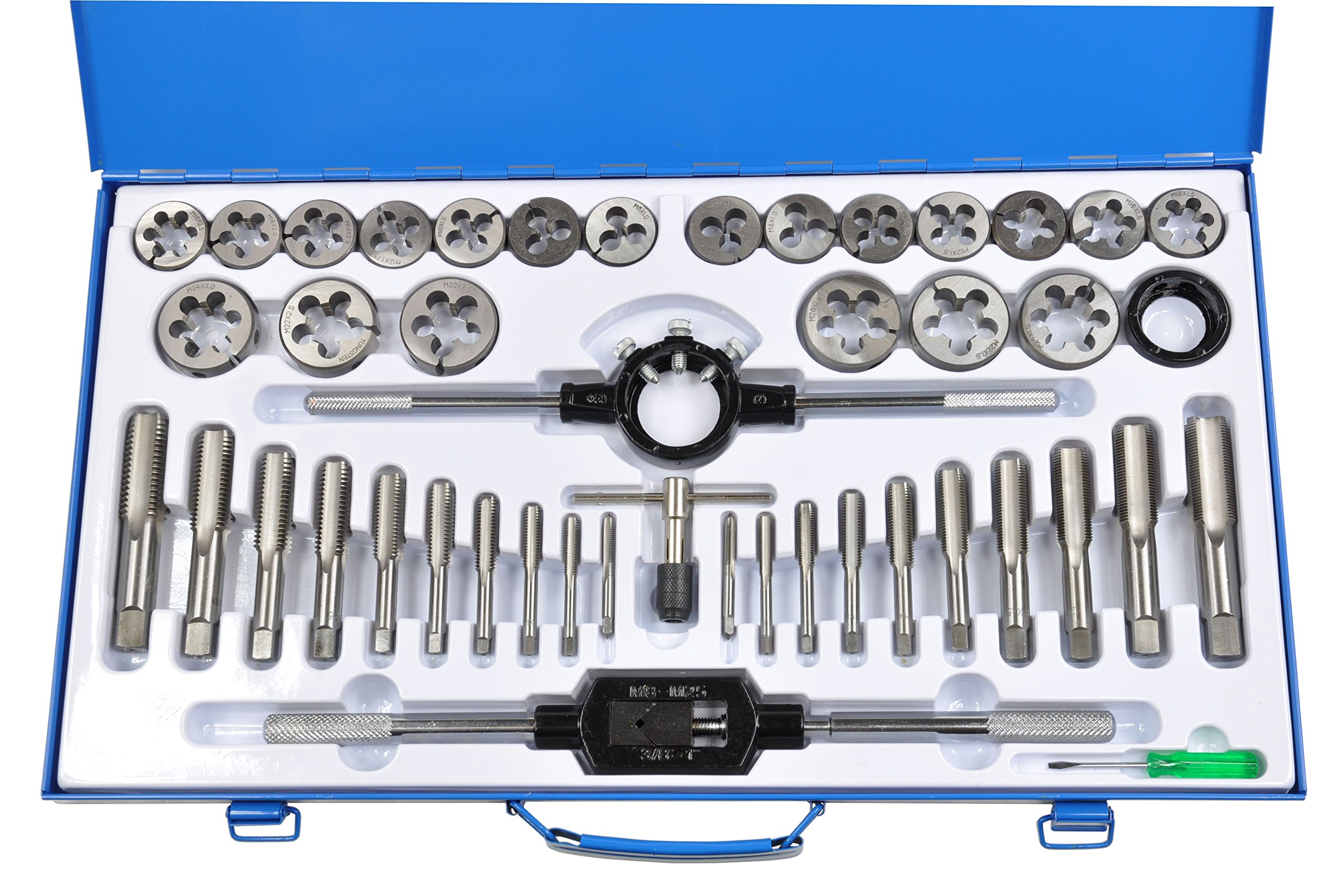 Gewindeschneider Set, metrisch, 45 teilig, M6 - M24, blaue Blechbox, J, 00973