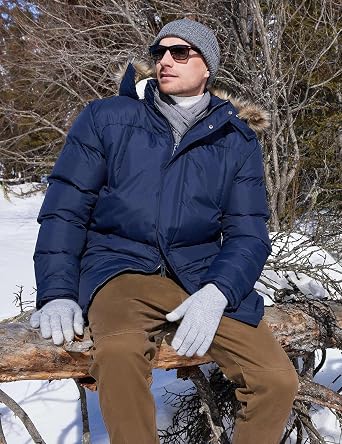 VOPOKER Men's Long Winter Warm Hooded Water Resistant Jacket