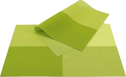 Miniatura 7 de GEFEII Manteles individuales de vinilo tejido de PVC de lujo, antideslizantes, resistentes al calor, color verde, para cocina, comedor, fiesta,