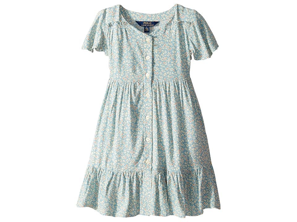 

Polo Ralph Lauren Kids Shirred Floral Dress (Little Kids) (Blue Multi) Girl's Dress