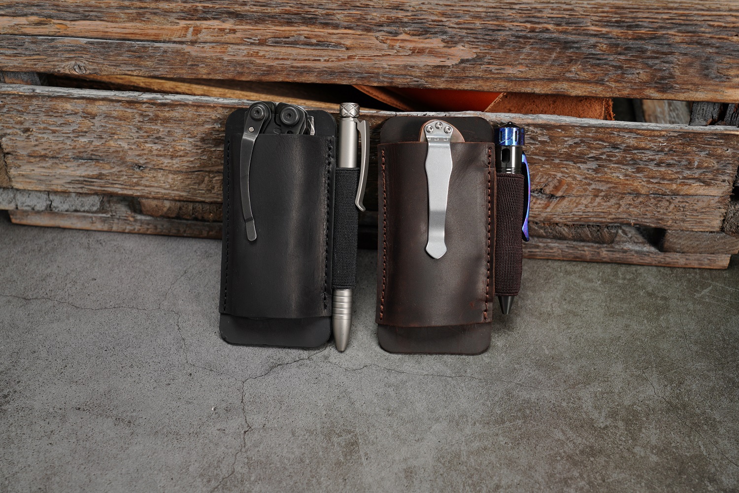 Tourbon Hunting Leather Folding Knife Sheath Trapper Knife Sheath With 3 Slots For Belt EDC - View #11