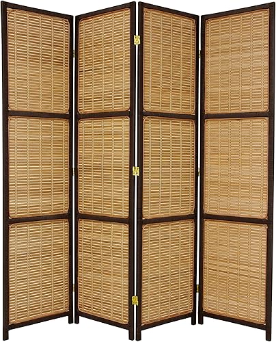 Miniatura 5 de Oriental Furniture - Divisor de habitación tejido de 6 pies de alto, 4 paneles, color negro